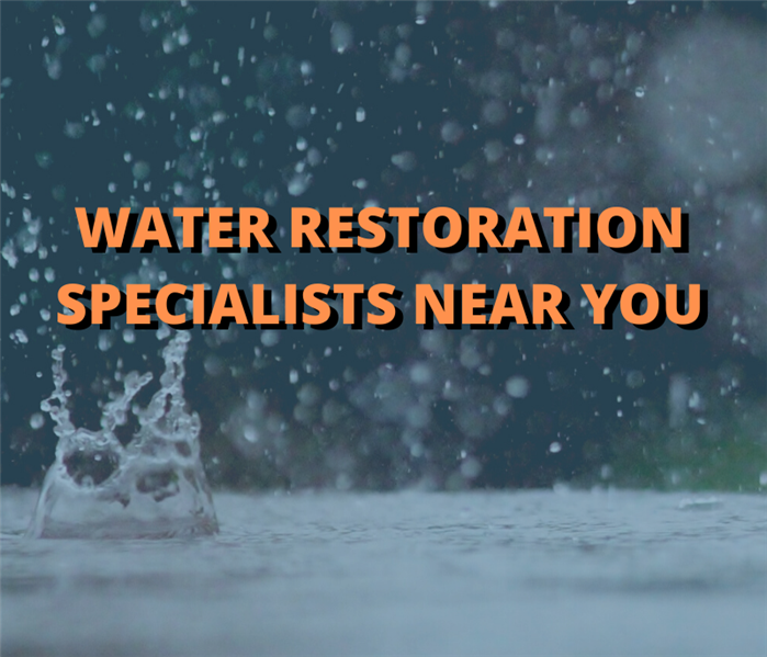 graphic with water damage restoration specialists